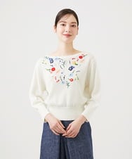 GBFGD01550 Sybilla(シビラ) ビーズフラワー刺繍ニット アイボリー