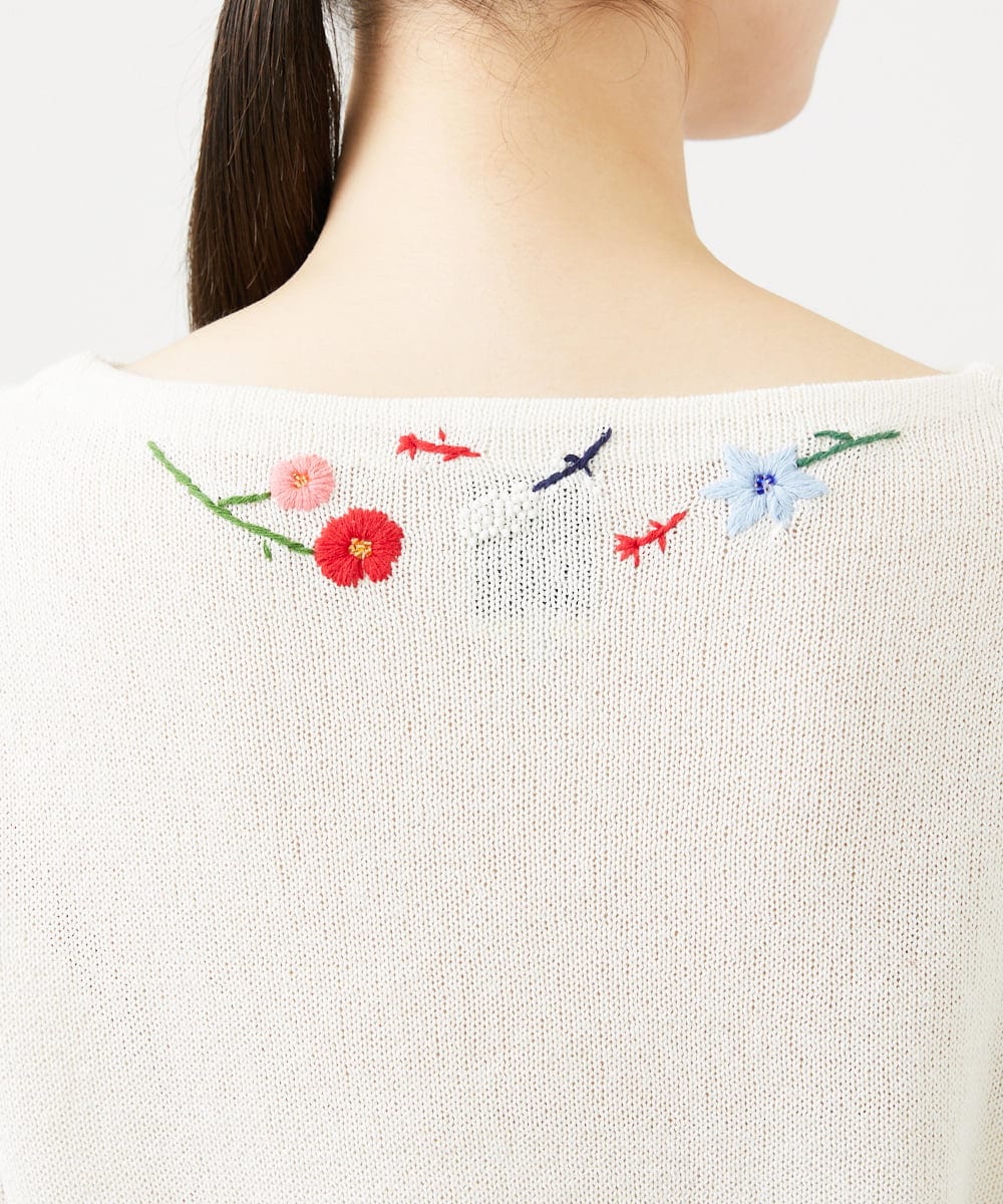 GBFGD01550 Sybilla(シビラ) ビーズフラワー刺繍ニット アイボリー