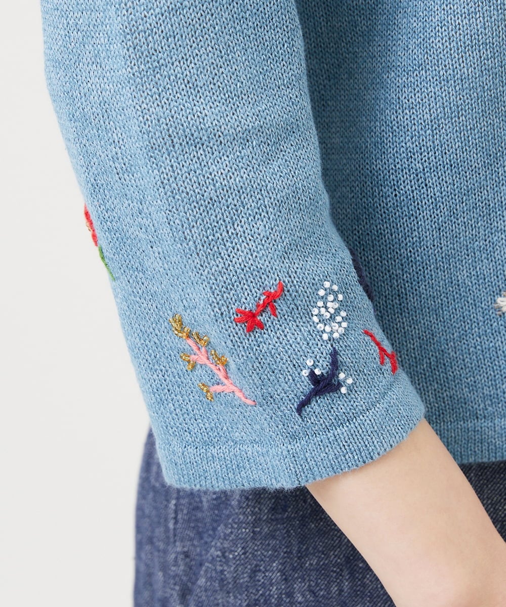 GBFGD02650 Sybilla(シビラ) ビーズフラワー刺繍カーディガン ブルー