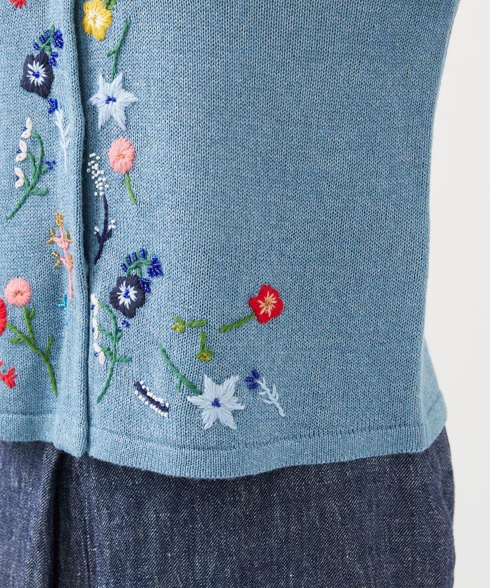 GBFGD02650 Sybilla(シビラ) ビーズフラワー刺繍カーディガン ブルー