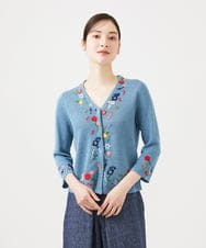GBFGD02650 Sybilla(シビラ) ビーズフラワー刺繍カーディガン ブルー