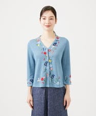 GBFGD02650 Sybilla(シビラ) ビーズフラワー刺繍カーディガン ブルー