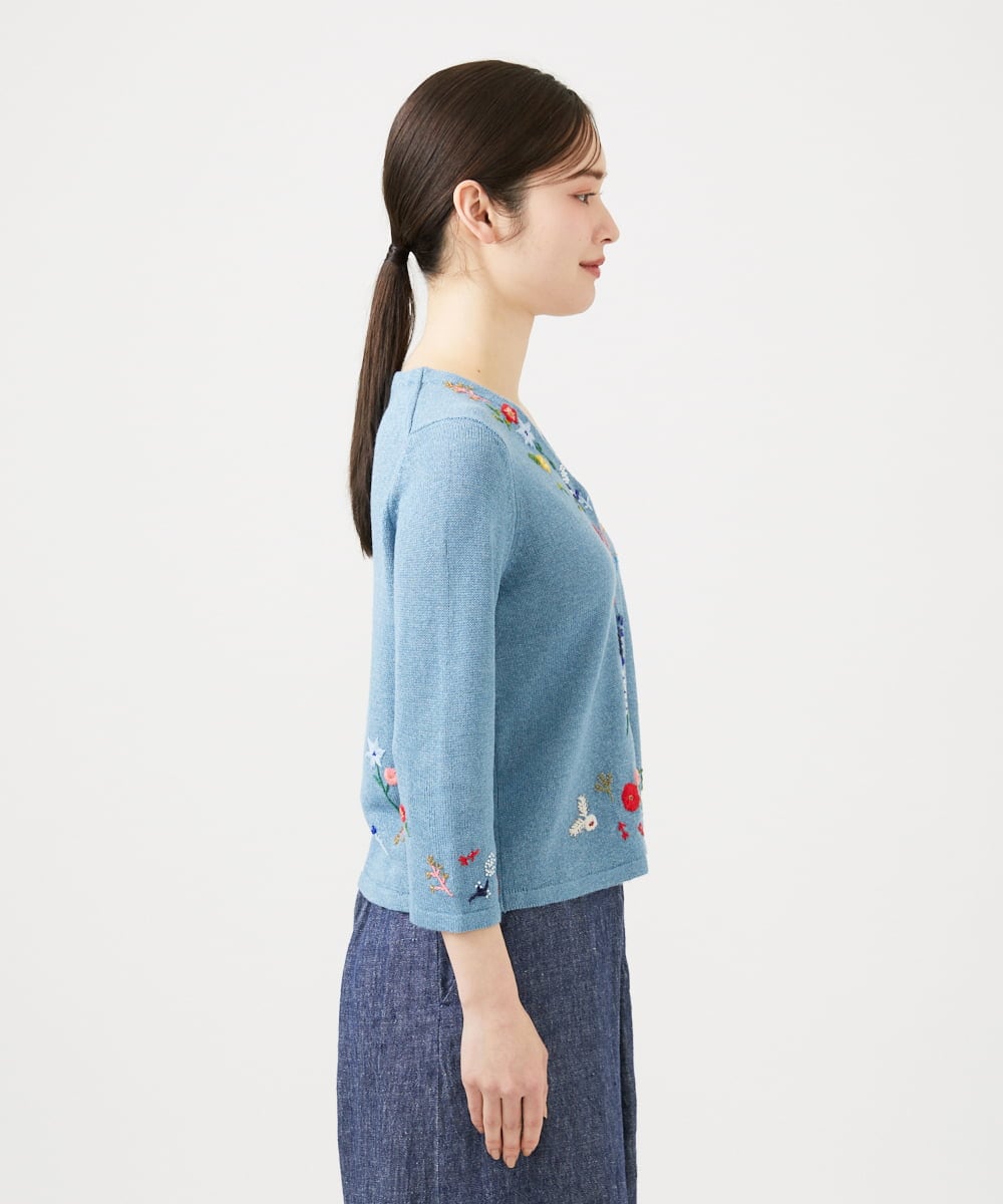 GBFGD02650 Sybilla(シビラ) ビーズフラワー刺繍カーディガン ブルー