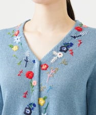 GBFGD02650 Sybilla(シビラ) ビーズフラワー刺繍カーディガン ブルー