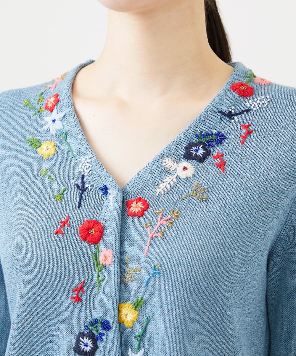 GBFGD02650 Sybilla(シビラ) ビーズフラワー刺繍カーディガン ブルー