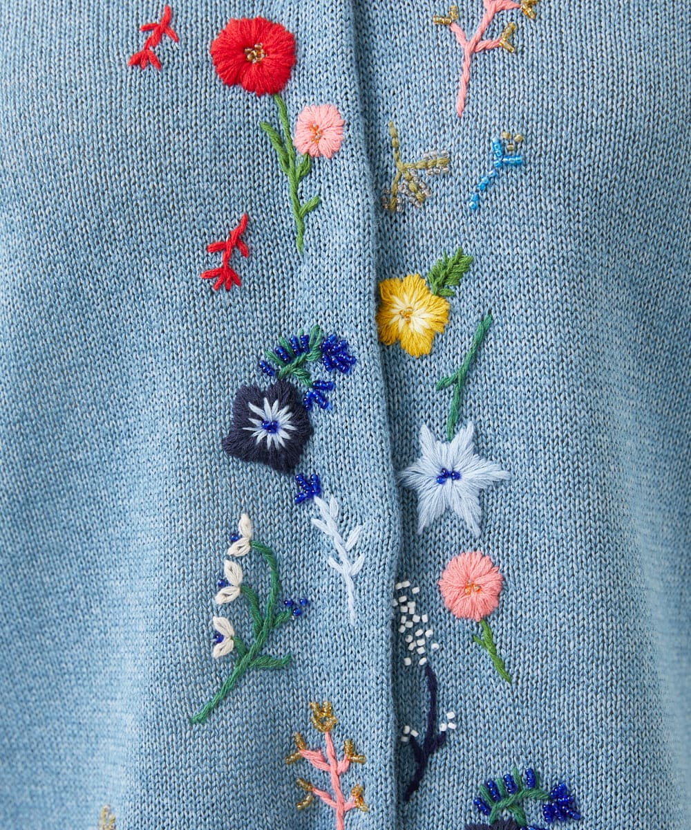 GBFGD02650 Sybilla(シビラ) ビーズフラワー刺繍カーディガン ブルー