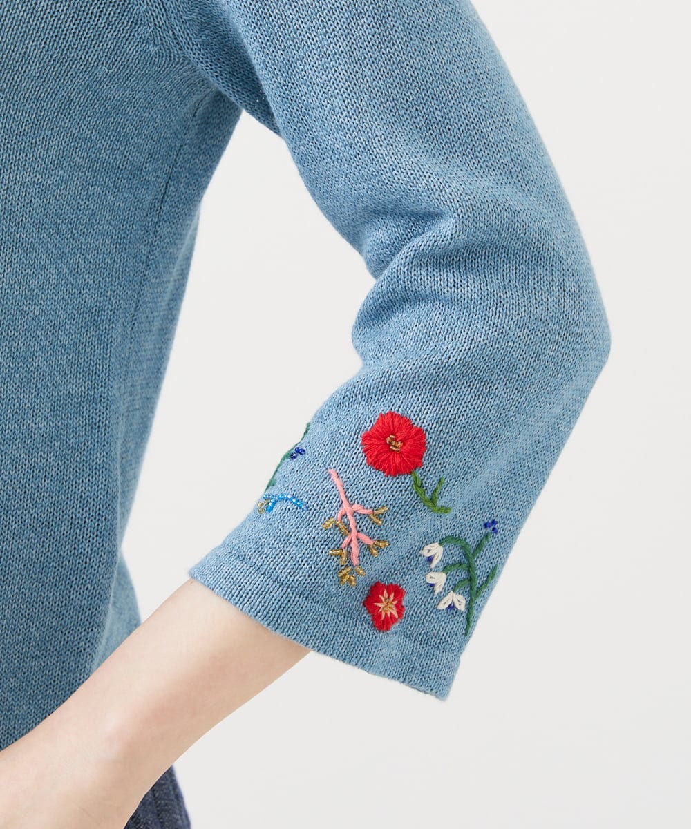 GBFGD02650 Sybilla(シビラ) ビーズフラワー刺繍カーディガン ブルー
