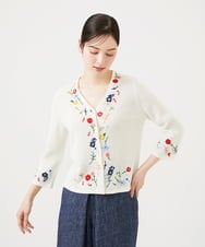 GBFGD02650 Sybilla(シビラ) ビーズフラワー刺繍カーディガン アイボリー