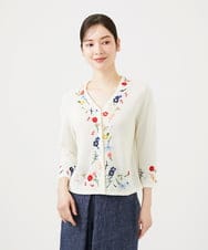 GBFGD02650 Sybilla(シビラ) ビーズフラワー刺繍カーディガン アイボリー