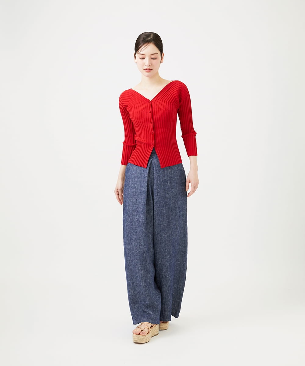 GBFGD31360 Sybilla(シビラ) ハートモチーフリブカーディガン レッド