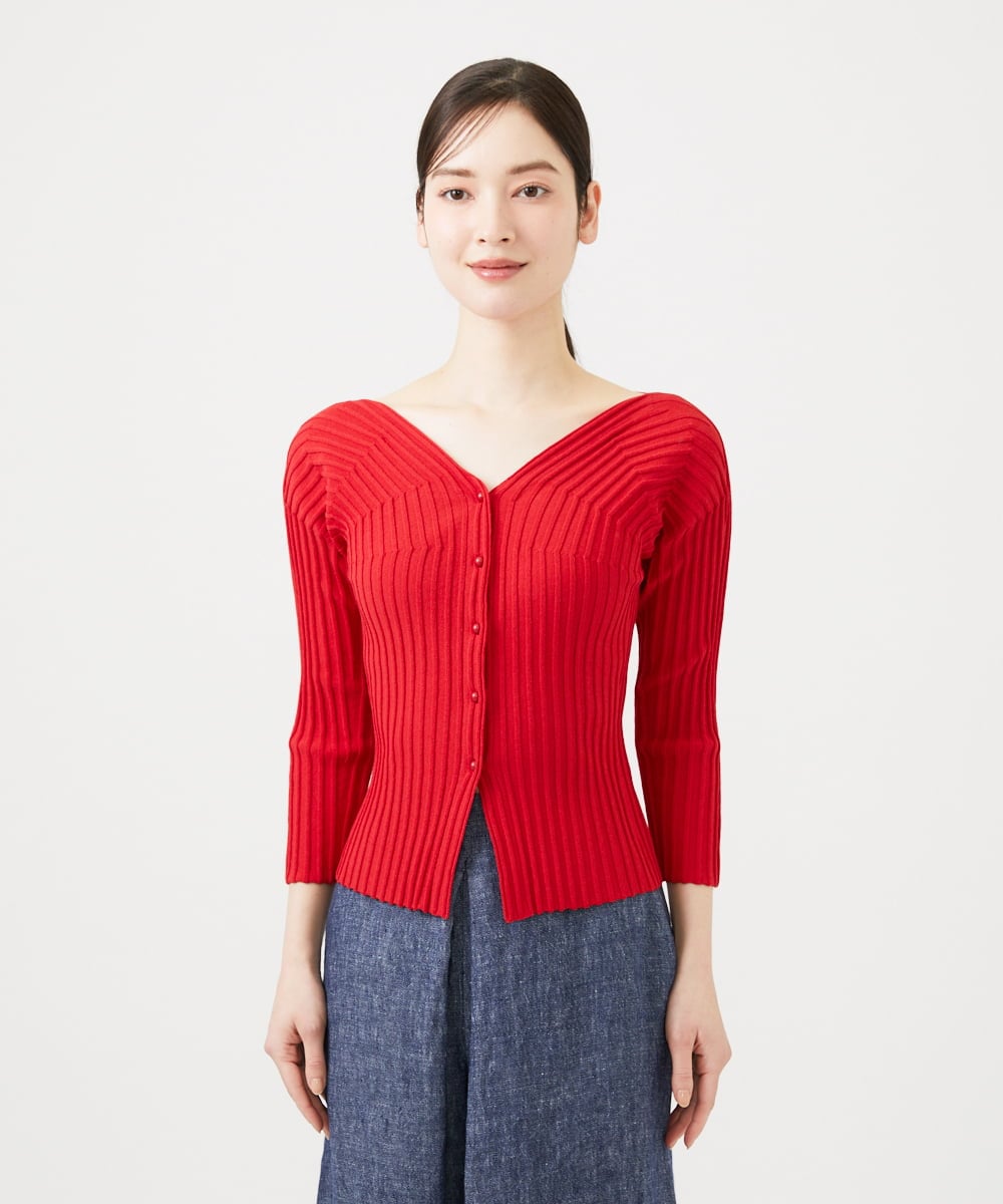 GBFGD31360 Sybilla(シビラ) ハートモチーフリブカーディガン レッド