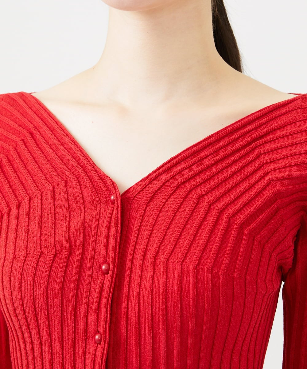 GBFGD31360 Sybilla(シビラ) ハートモチーフリブカーディガン レッド