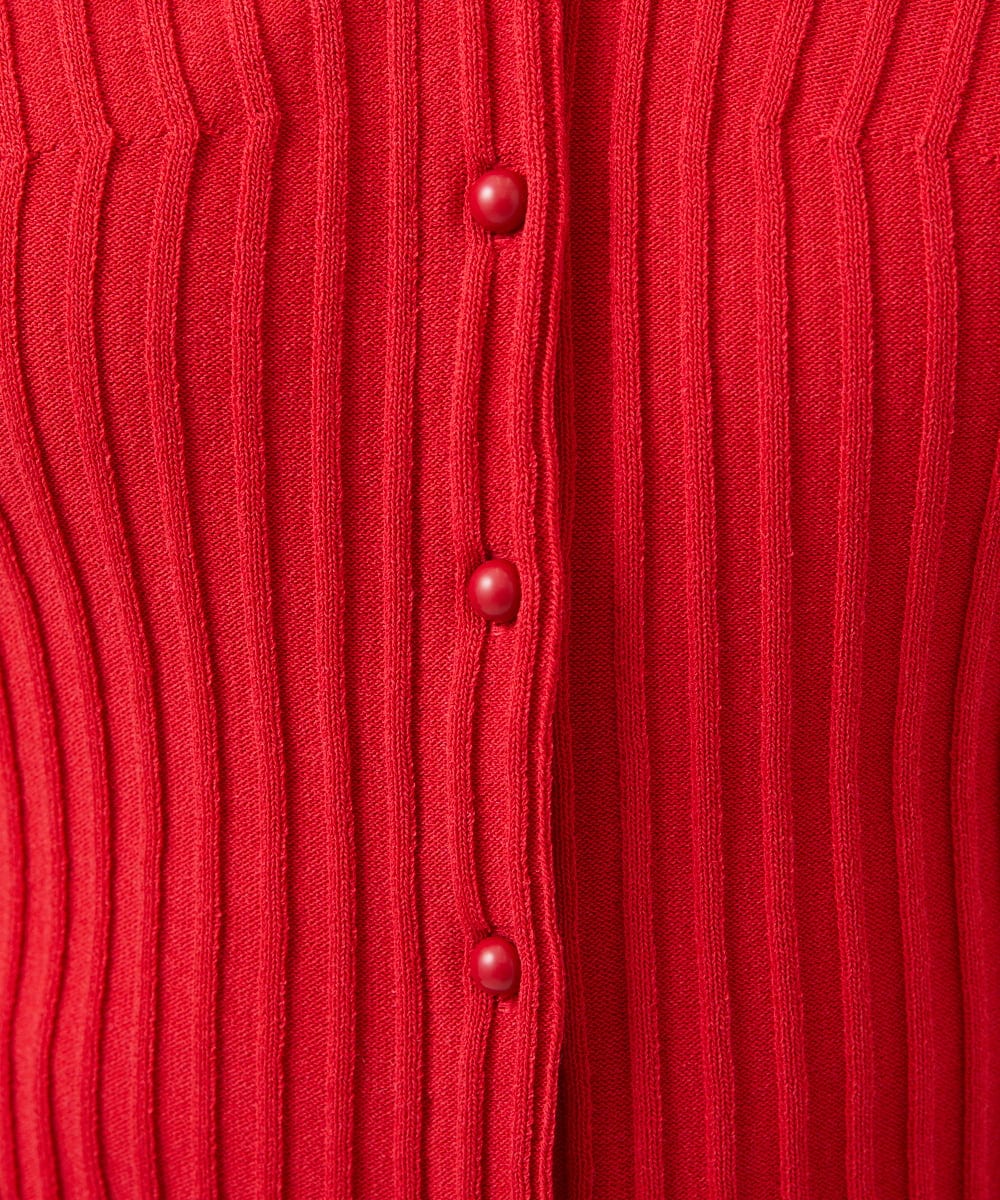 GBFGD31360 Sybilla(シビラ) ハートモチーフリブカーディガン レッド