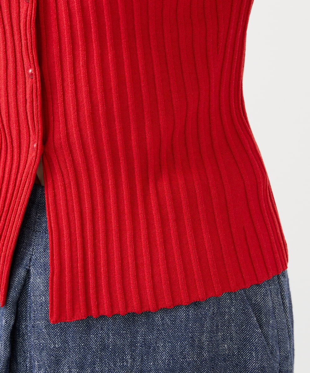 GBFGD31360 Sybilla(シビラ) ハートモチーフリブカーディガン レッド