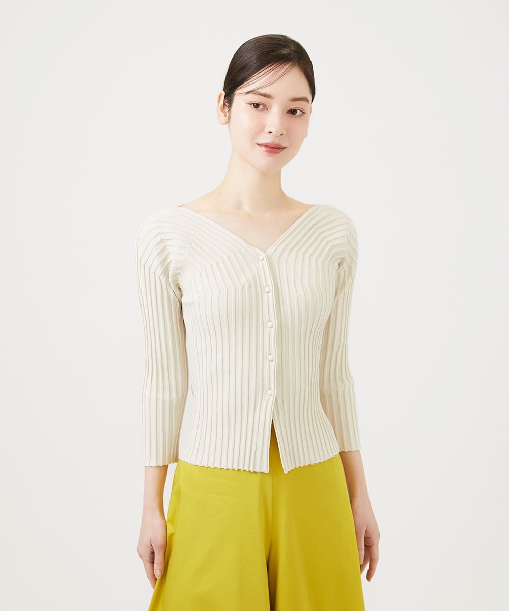 GBFGD31360 Sybilla(シビラ) ハートモチーフリブカーディガン アイボリー