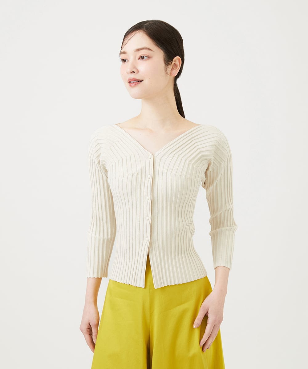 GBFGD31360 Sybilla(シビラ) ハートモチーフリブカーディガン アイボリー