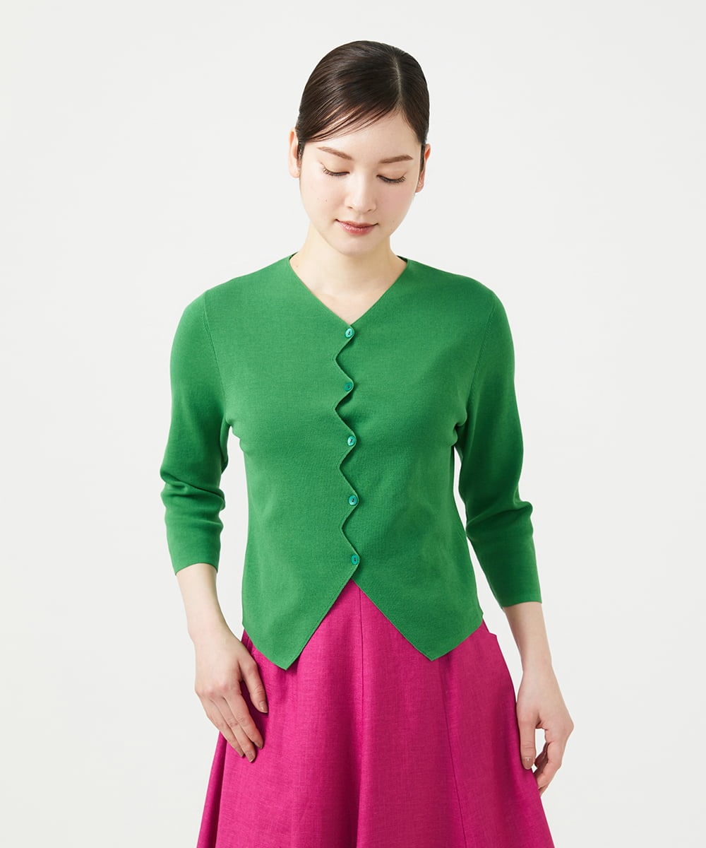 GBFGE01360 Sybilla(シビラ) ジグザグカーディガン グリーン