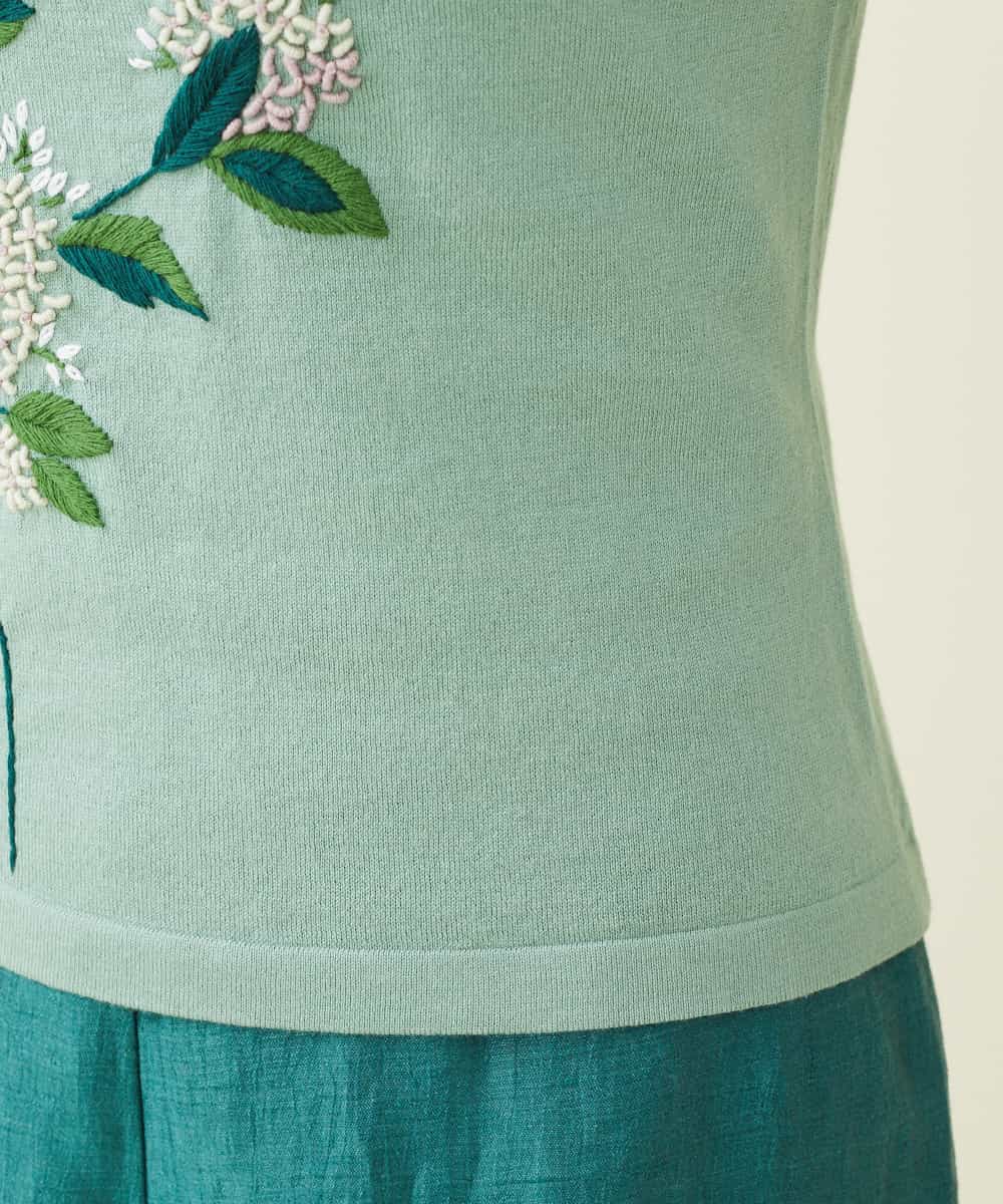 ライラックフラワー刺繍ニットプルオーバー(ニット・セーター 