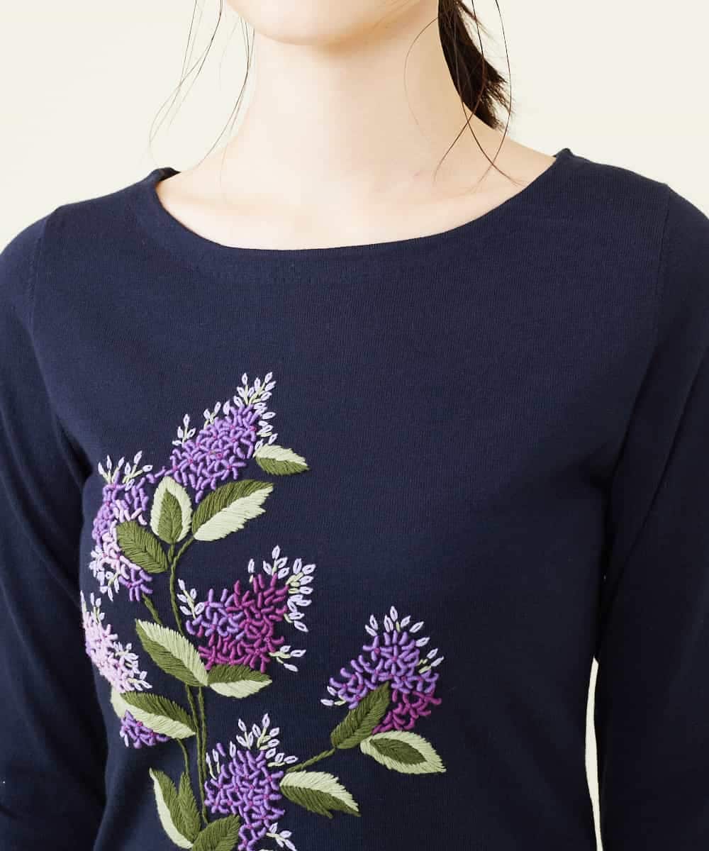 WEB限定】ライラックフラワー刺繍ニットプルオーバー(ニット・セーター 