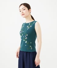GBFHB31650 Sybilla(シビラ) フラワー刺繍ノースリーブプルオーバー グリーン