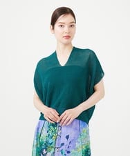 GBFHD30270 Sybilla(シビラ) ペーパーヤーンVネックフォルムニット グリーン