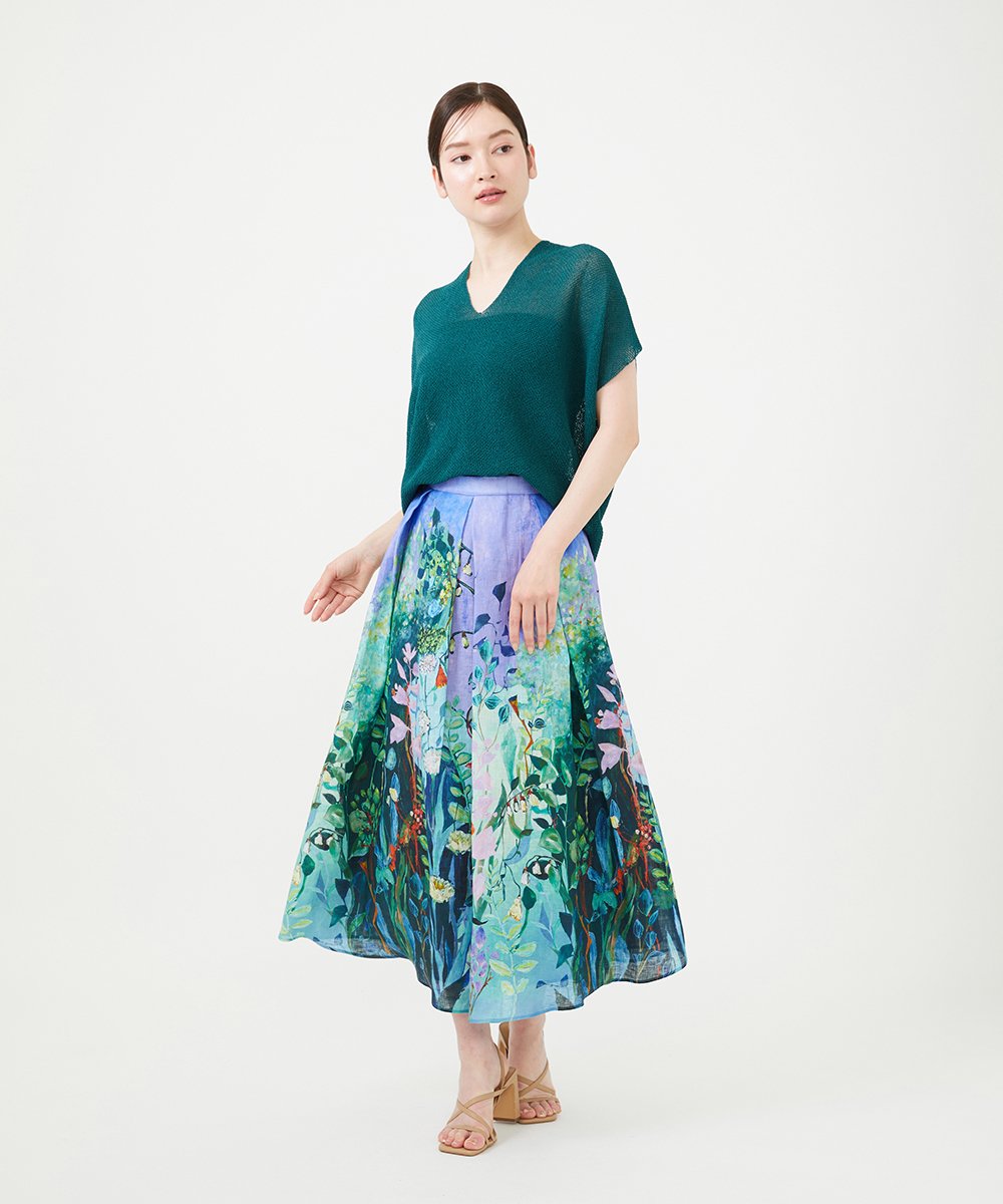 GBFHD30270 Sybilla(シビラ) ペーパーヤーンVネックフォルムニット グリーン