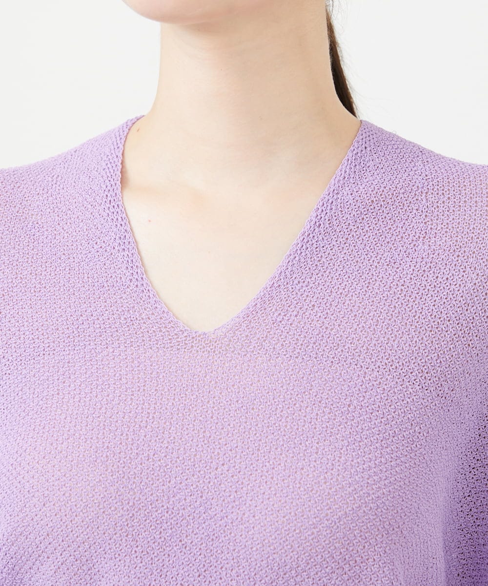 GBFHD30270 Sybilla(シビラ) ペーパーヤーンVネックフォルムニット ラベンダー