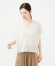 GBFHD30270 Sybilla(シビラ) ペーパーヤーンVネックフォルムニット アイボリー