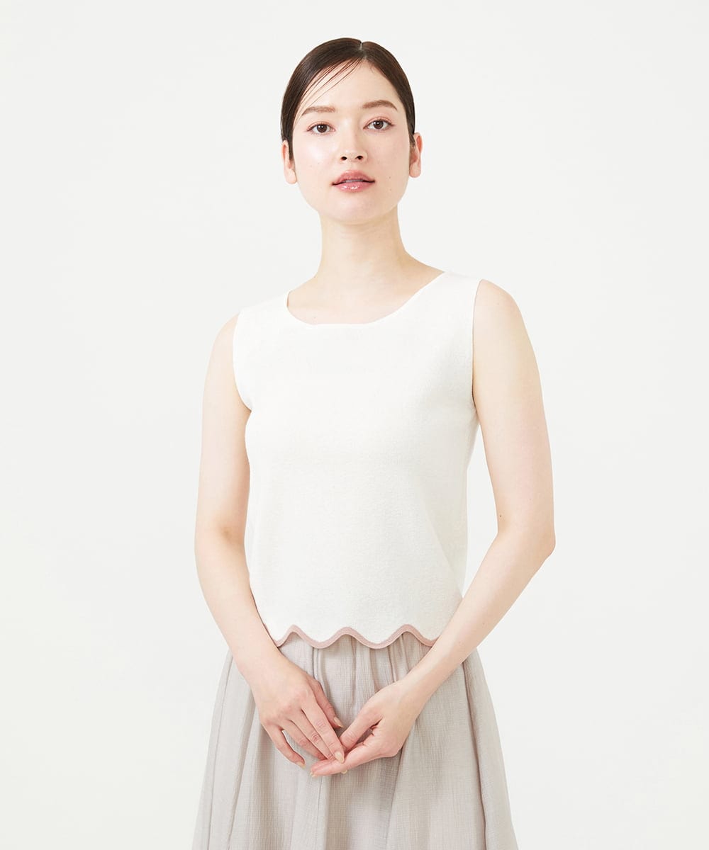 GBFHD31300 Sybilla(シビラ) スカラップヘムノースリーブニット アイボリー