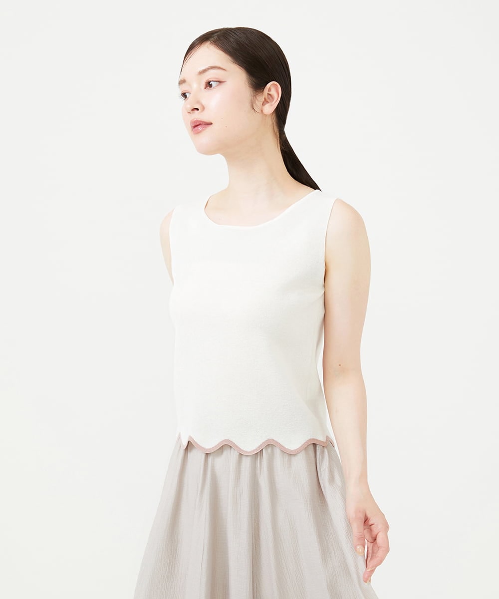 GBFHD31300 Sybilla(シビラ) スカラップヘムノースリーブニット アイボリー