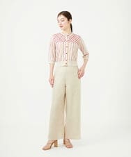 GBFJD01500 Sybilla(シビラ) チェック＆ストライプ刺繍カーディガン アイボリー