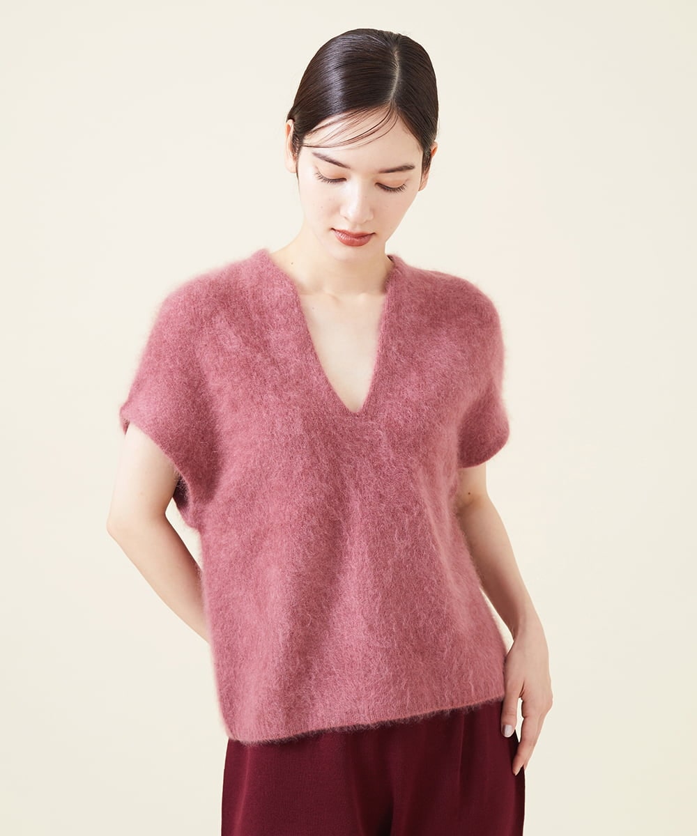 GBFJT01450 Sybilla(シビラ) カシミヤVネックプルオーバー ピンク