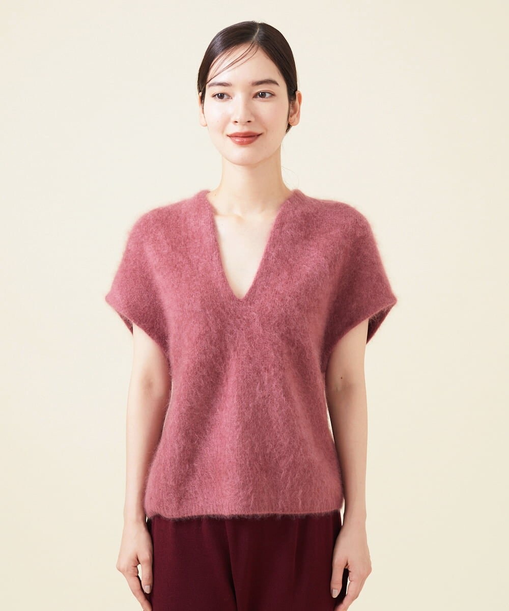 GBFJT01450 Sybilla(シビラ) カシミヤVネックプルオーバー ピンク