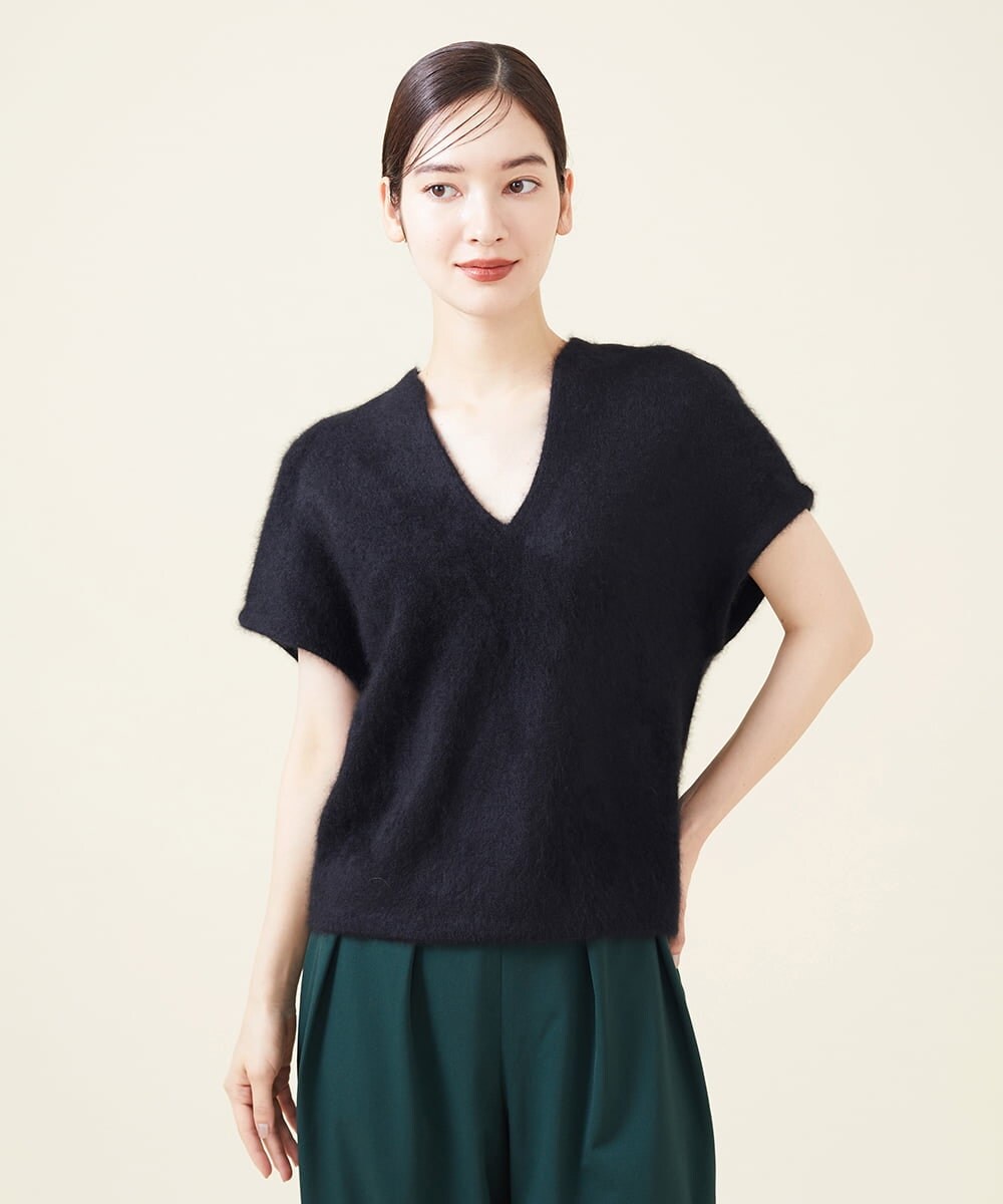 GBFJT01450 Sybilla(シビラ) カシミヤVネックプルオーバー ブラック