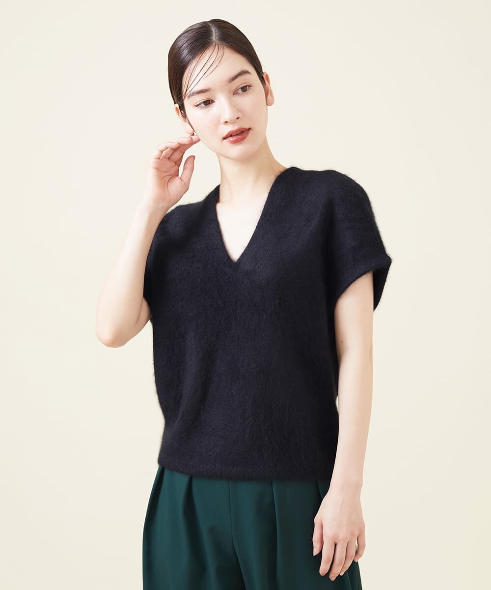 GBFJT01450 Sybilla(シビラ) カシミヤVネックプルオーバー ブラック