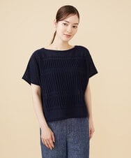 GBFJV01290 Sybilla(シビラ) ピンタック編みプルオーバー ネイビー