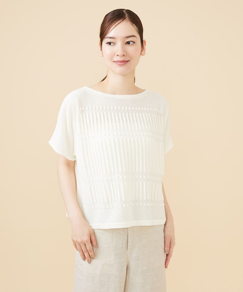 GBFJV01290 Sybilla(シビラ) ピンタック編みプルオーバー オフホワイト