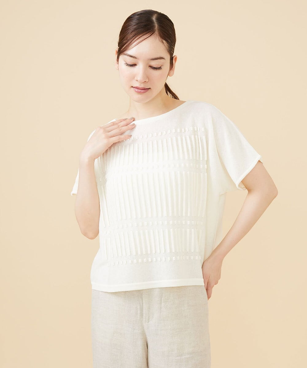 GBFJV01290 Sybilla(シビラ) ピンタック編みプルオーバー オフホワイト