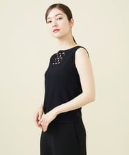GBFJV02330 Sybilla(シビラ) スクエアモチーフインターシャプルオーバー ブラック