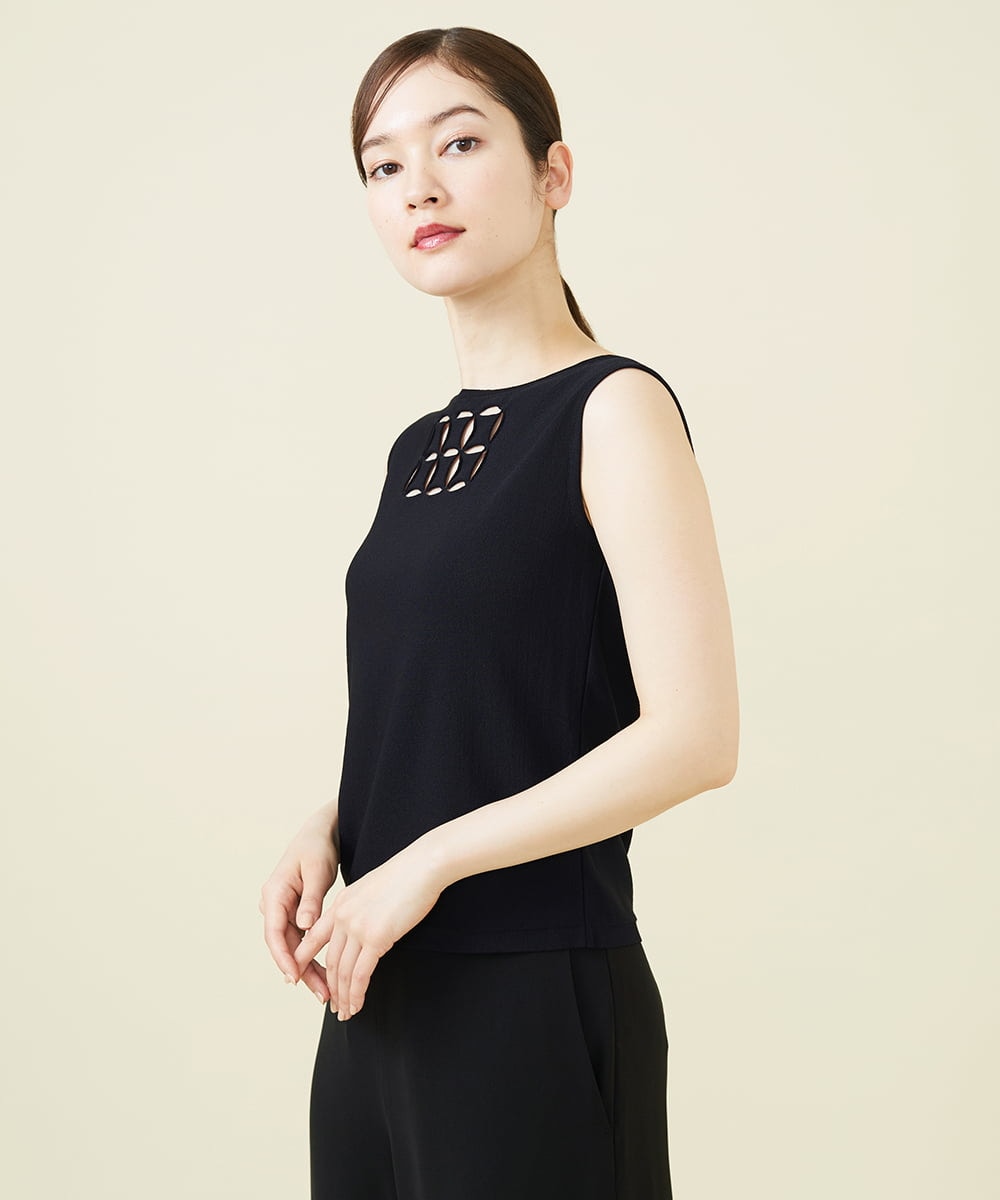 GBFJV02330 Sybilla(シビラ) スクエアモチーフインターシャプルオーバー ブラック