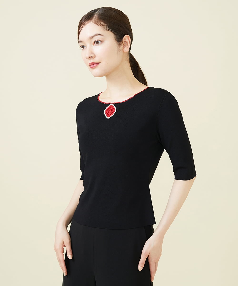 GBFJV03330 Sybilla(シビラ) ダイヤモチーフクロッシェプルオーバー ブラック
