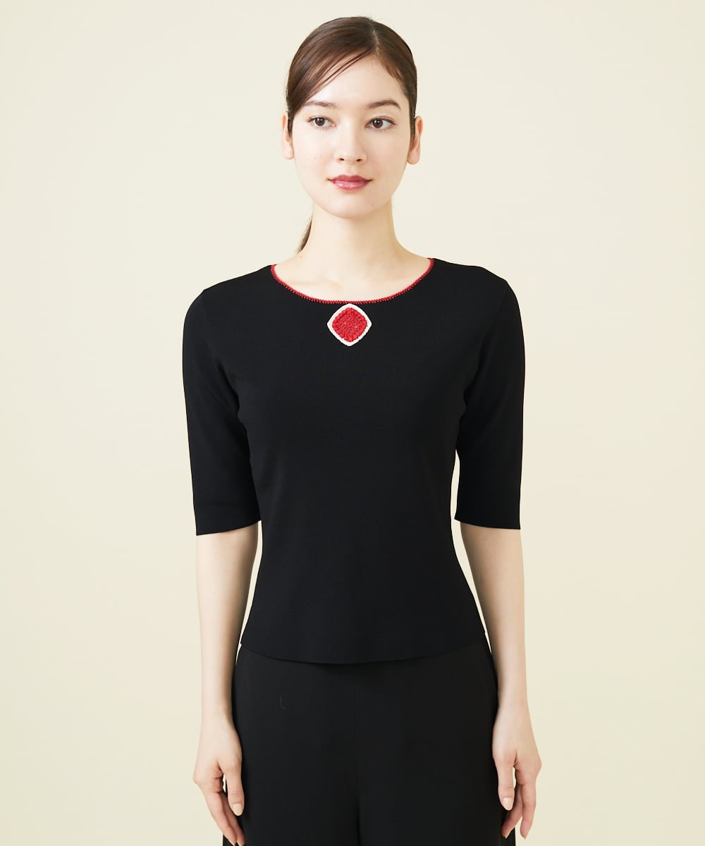 GBFJV03330 Sybilla(シビラ) ダイヤモチーフクロッシェプルオーバー ブラック