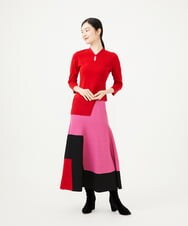GBGAG01630 Sybilla(シビラ) カラーブロックニットスカート ピンク系