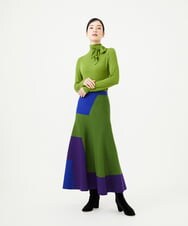 GBGAG01630 Sybilla(シビラ) カラーブロックニットスカート グリーン系