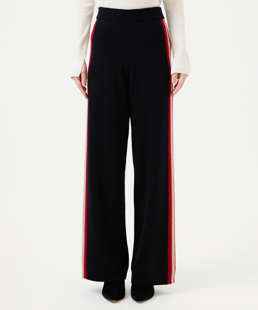 GBGCD01500 Sybilla(シビラ) 配色ラインニットパンツ ブラック