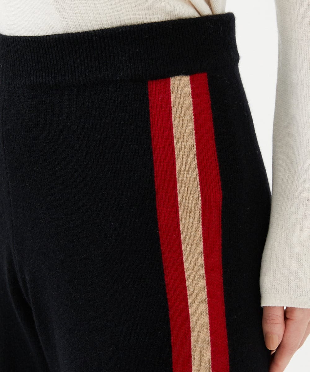 GBGCD01500 Sybilla(シビラ) 配色ラインニットパンツ ブラック