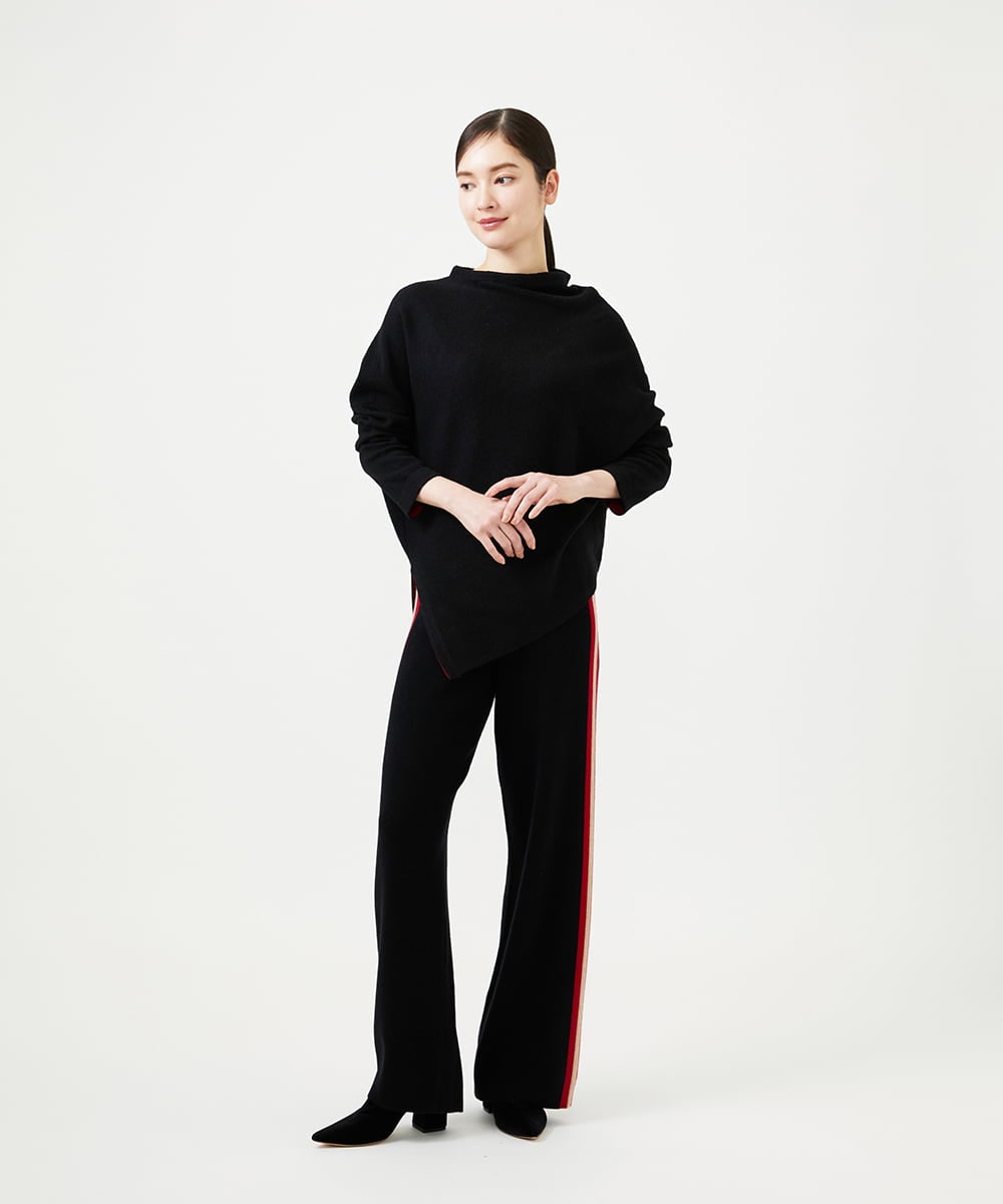 GBGCD01500 Sybilla(シビラ) 配色ラインニットパンツ ブラック