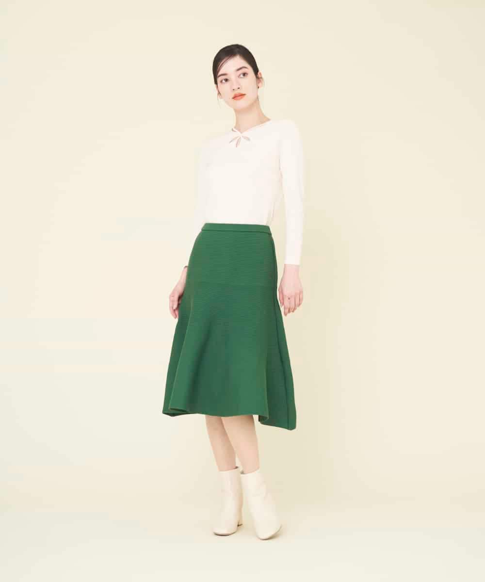 GBGER01390 Sybilla(シビラ) リブニットフォルムスカート グリーン
