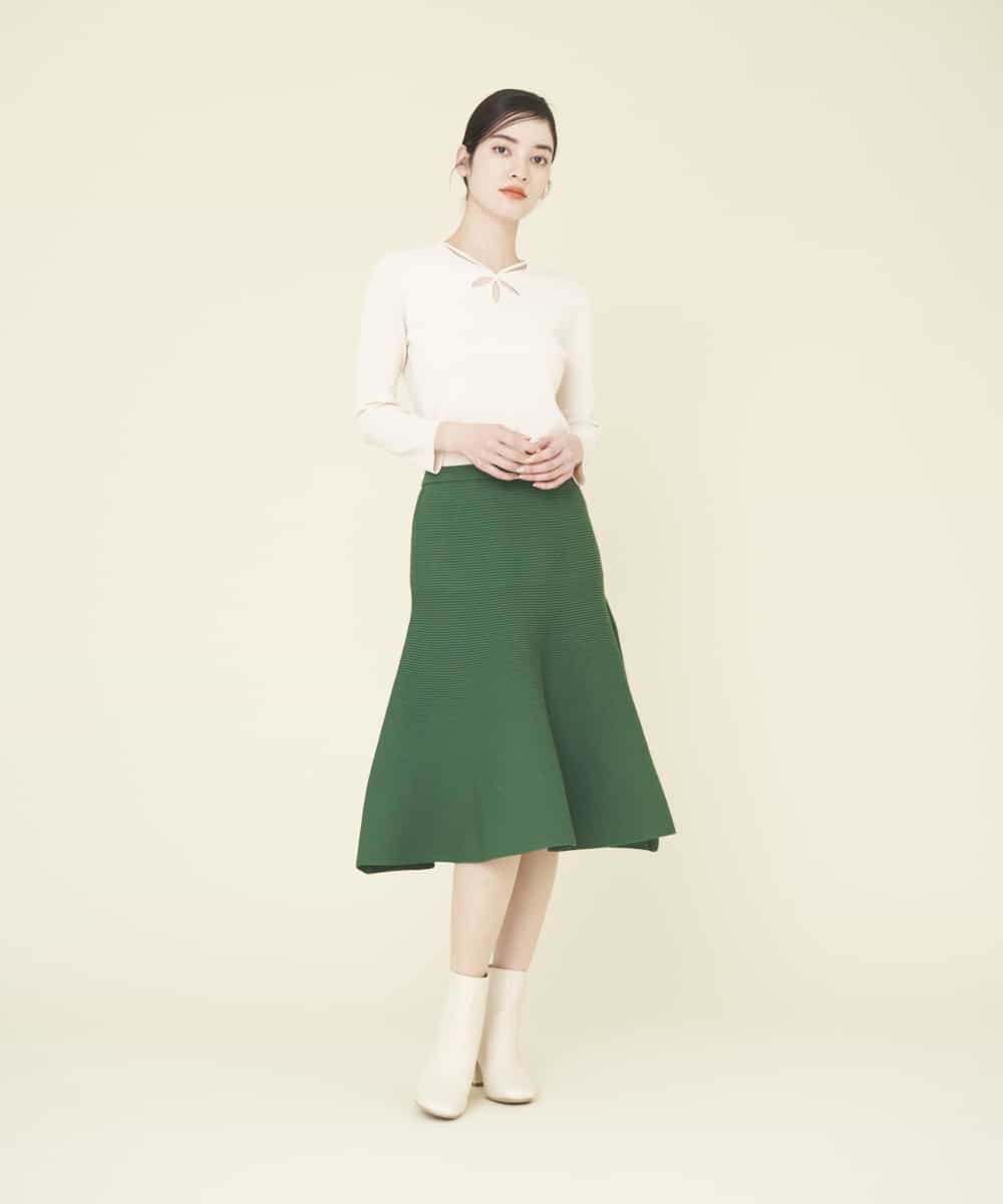 GBGER01390 Sybilla(シビラ) リブニットフォルムスカート グリーン