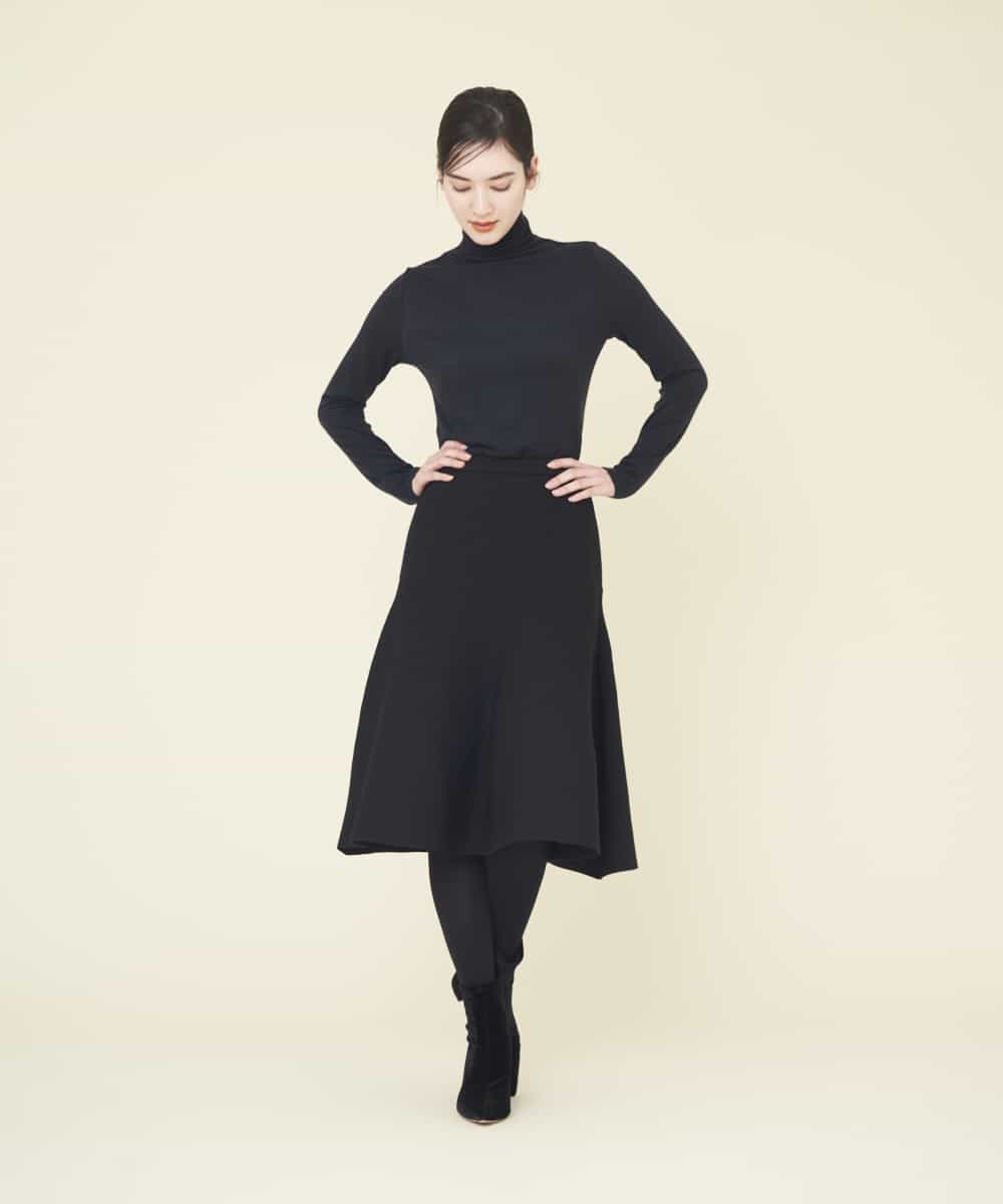 GBGER01390 Sybilla(シビラ) リブニットフォルムスカート ブラック